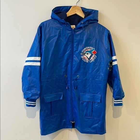 Vintage Blue Jays Toronto kids Large (14/16) long rain coat jacket waterproof - Picture 1 of 14